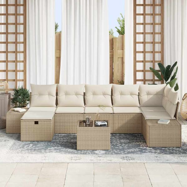 vidaXL Sofa Sæt med pude 8 pcs polyrattan
