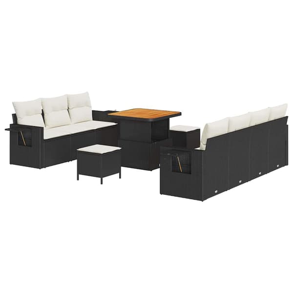 vidaXL Havesofa Sæt 10 pcs Sort polyrattan
