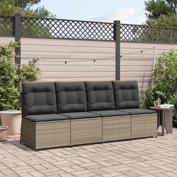 vidaXL Havemøbelsofa med pude Grå polyrattan