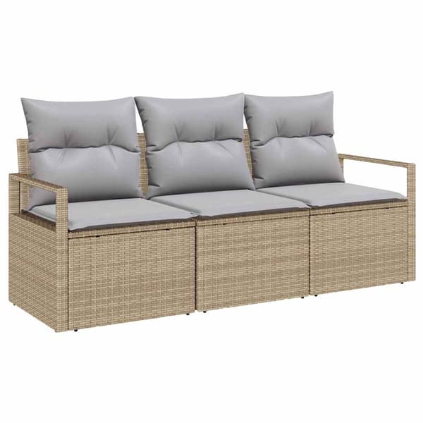 vidaXL Sofa Sæt 3 pcs Beige polyrattan