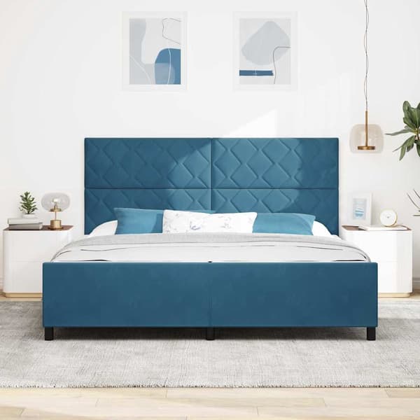 vidaXL Seng Blå 200x200 cm Fløjl