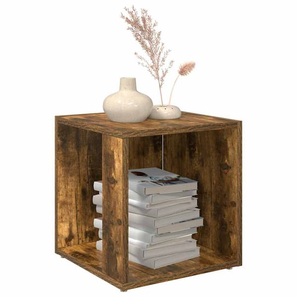 vidaXL sidebord 33x33x34,5 cm konstrueret træ røget egetræsfarve