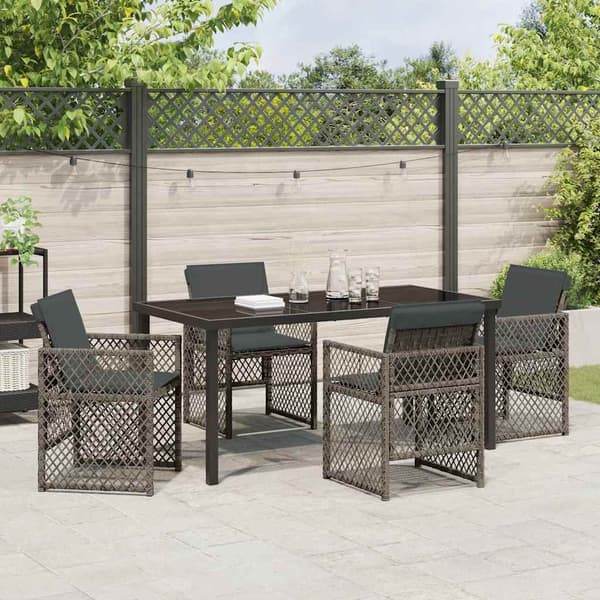 vidaXL Piharuokailu setti 5 pcs Harmaa polyrottinki