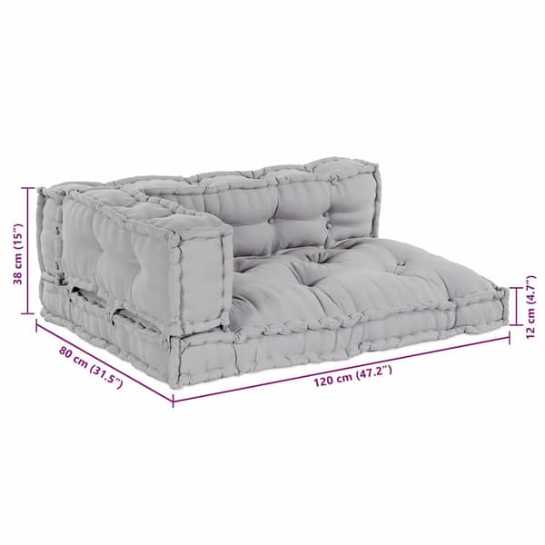 vidaXL Modulært patchwork sofa 3 pcs Grå 120 x 80 x 38 cm Stof