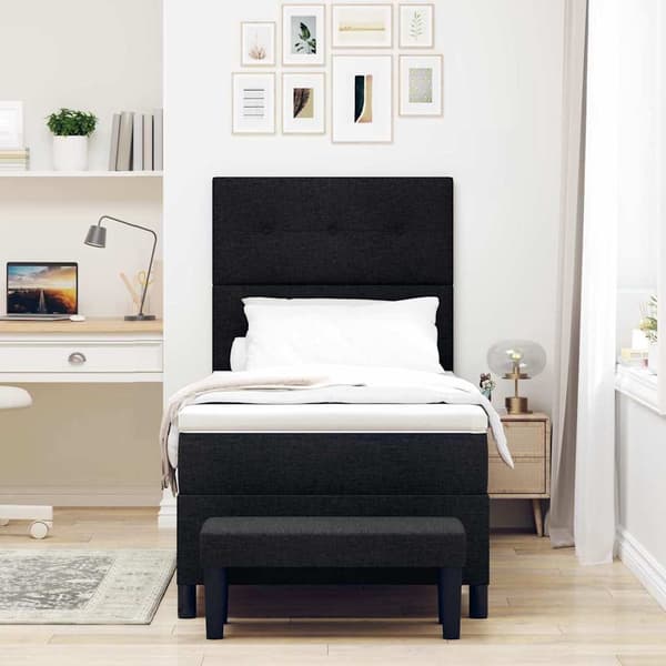 vidaXL Box spring seng med madras Sort 100 x 200 cm Stof