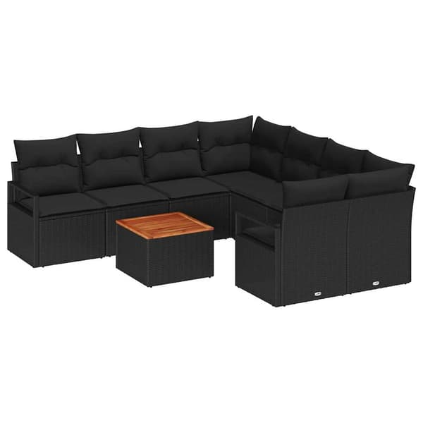 vidaXL Havesofa Sæt 9 pcs Sort