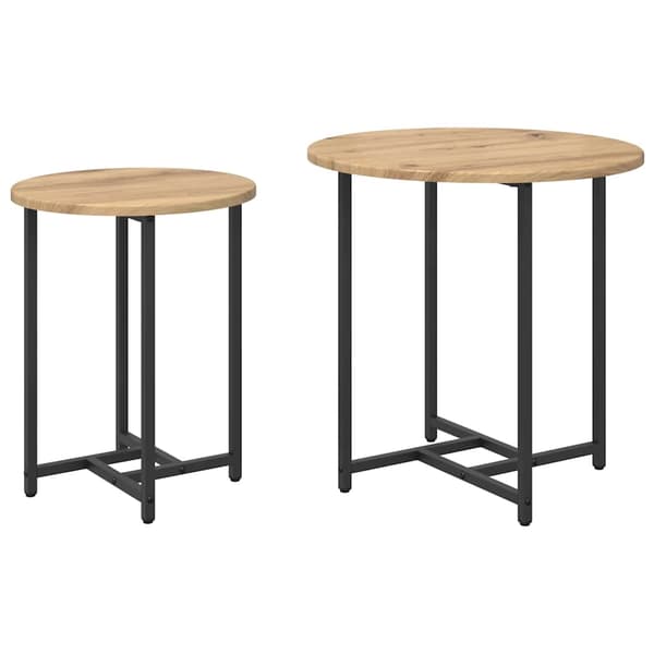 vidaXL Sidebordssæt 2 pcs Artisan egetræ og sort