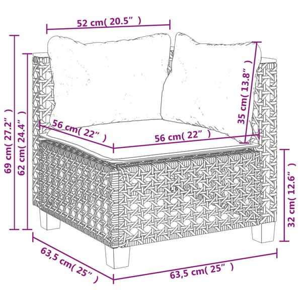 vidaXL sofasæt til haven 8 dele med hynder polyrattan grå