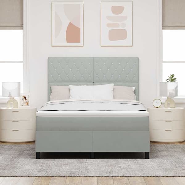 vidaXL Box spring seng med madras Lysegrå 140 x 200 cm Stof