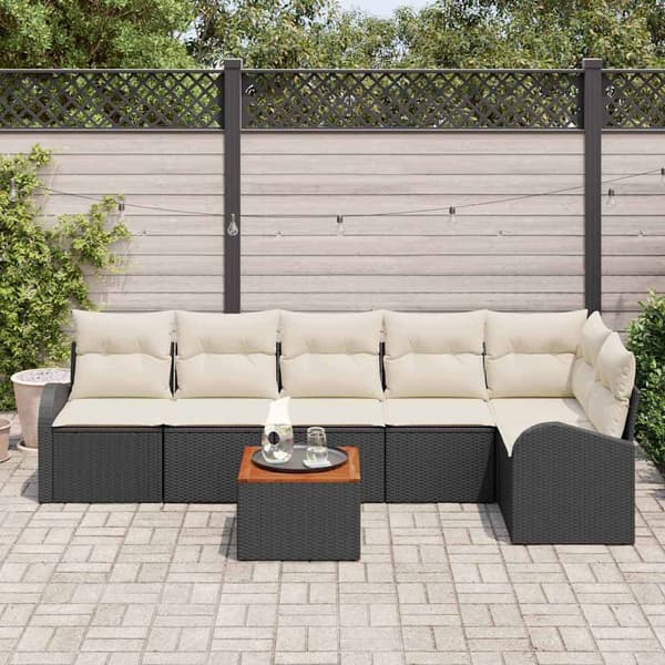 vidaXL Havesofa Sæt 7 pcs Sort, hvid