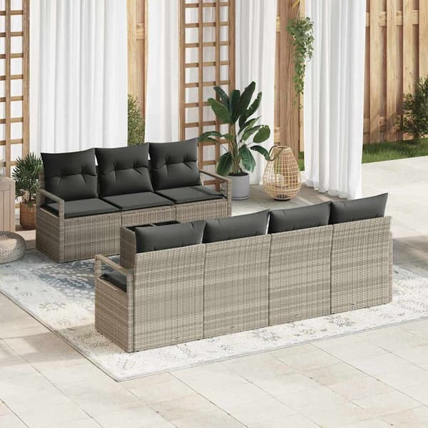 vidaXL Sofa Sæt 8 pcs Lysegrå polyrattan