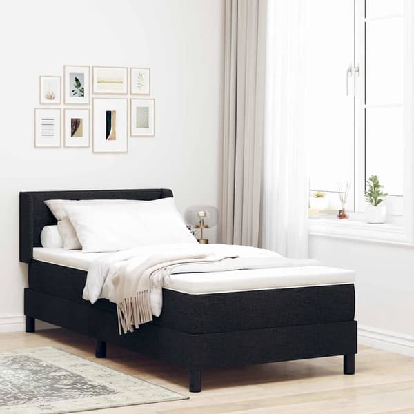 vidaXL Box spring seng med madras Sort 190 x 90 cm Polyester