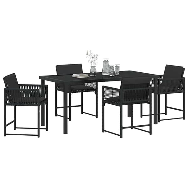 vidaXL 5-delt havemøbelsæt med hynder sort polyrattan