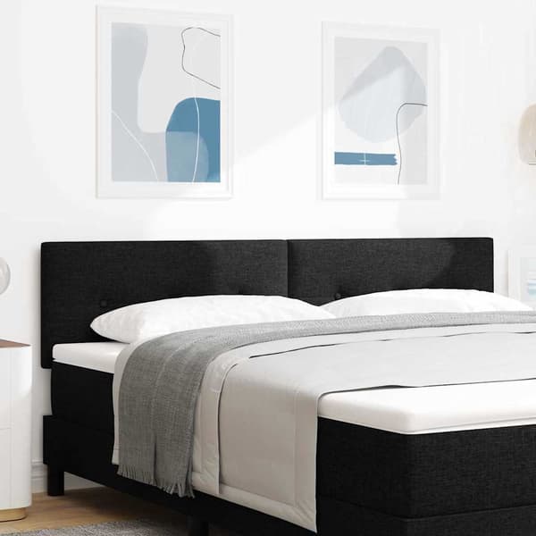 vidaXL LED sengegavl med knapper sort 90 cm stof
