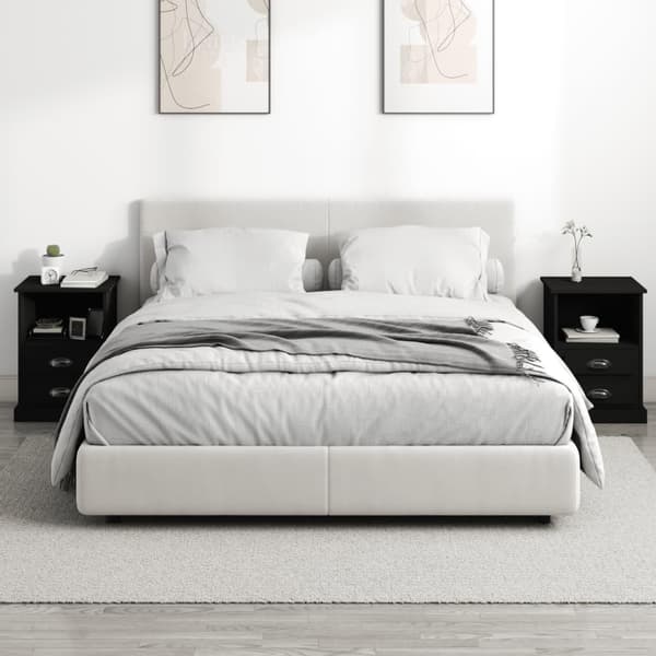 vidaXL sengeborde 2 stk. 43x36x60 cm sort