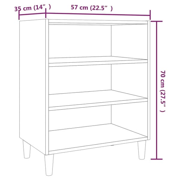 vidaXL skænk 57x35x70 cm spånplade røget egetræsfarve