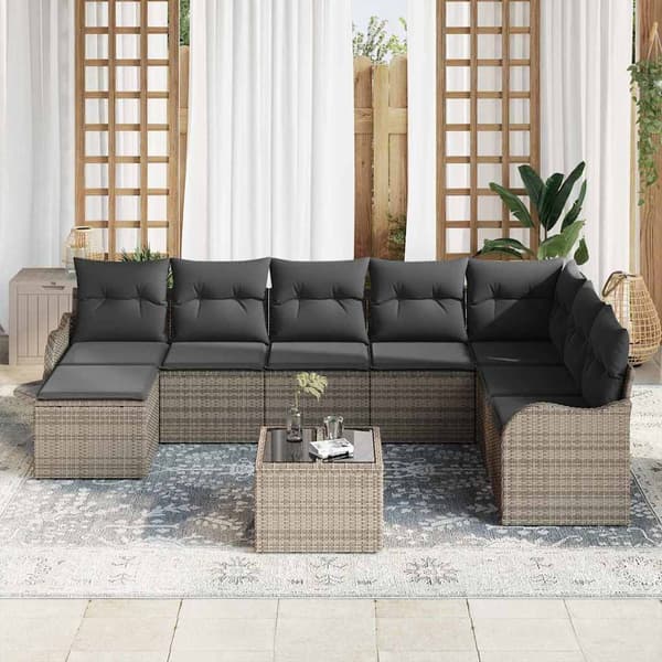 vidaXL Havesofa Sæt Grå polyrattan