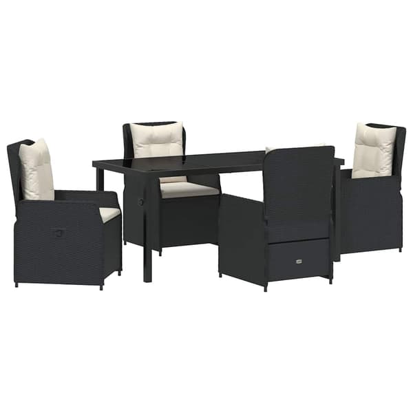 vidaXL Have Spisebordssæt 5 pcs Sort polyrattan