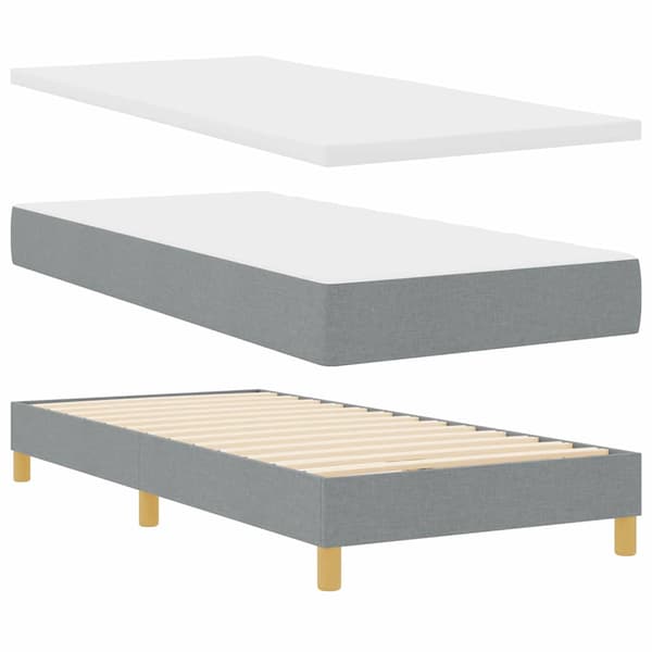 vidaXL Box spring seng med madras Lysegrå 190 x 90 cm Polyester