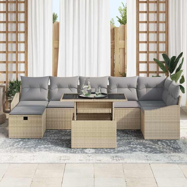 vidaXL Havesofa Sæt 8 pcs Beige polyrattan