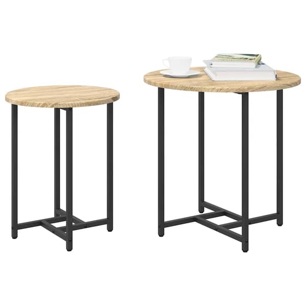 vidaXL Sidebordssæt 2 pcs Sonoma Eg og Sort