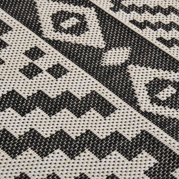 vidaXL Ulkomatto Flatweave 140x200 cm mustat raidat