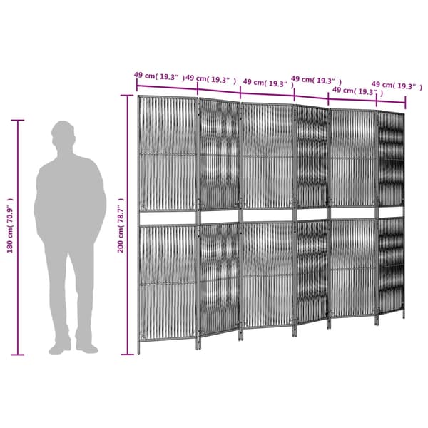 vidaXL rumdeler 6 paneler polyrattan brun
