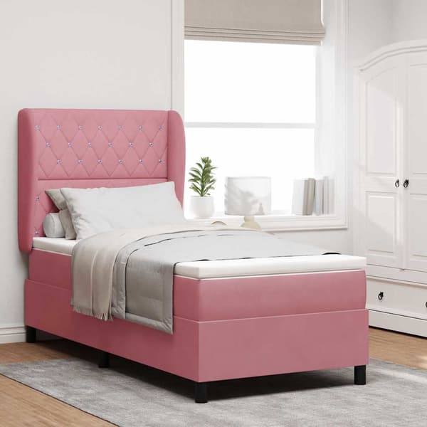 vidaXL Box spring seng med madras Lyserød 200 x 100 cm Polyester