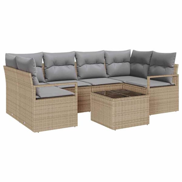 vidaXL Sofa Sæt 7 pcs Beige og grå polyrattan