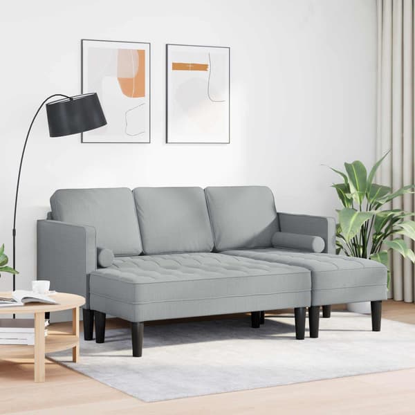 vidaXL Sofa Sæt med pude 2 pcs Lysegrå Polyester