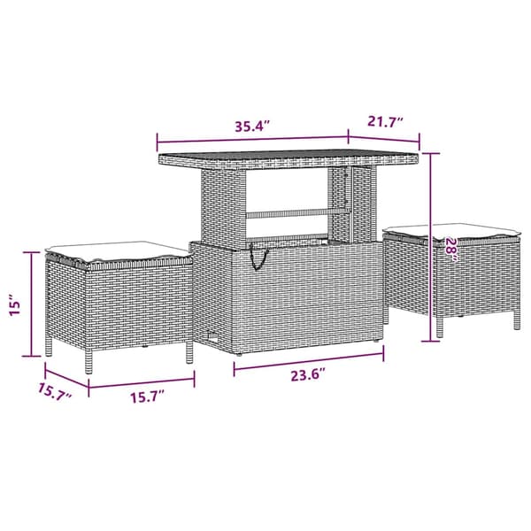 vidaXL Havesofa Sæt 8 pcs Sort polyrattan