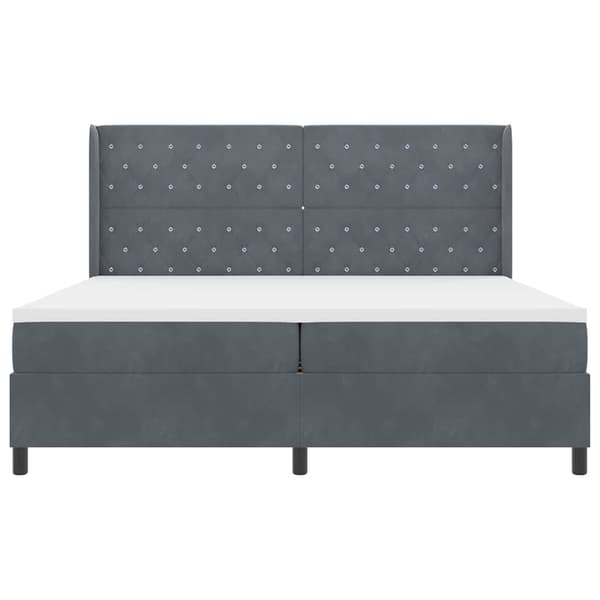 vidaXL Box spring seng med hovedgærde Mørkegrå 200 x 200 cm Fløjl