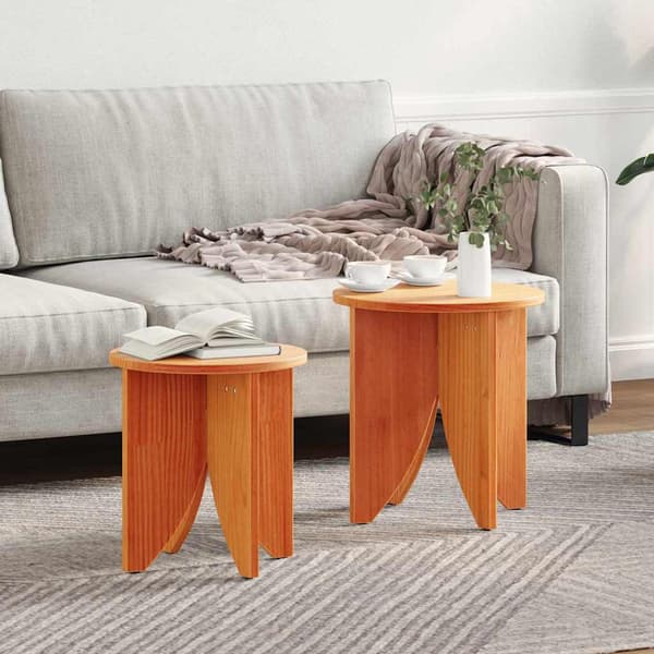 vidaXL Sofabord 2 pcs Voks brun