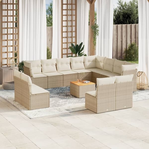 vidaXL sofasæt til haven 13 dele med hynder polyrattan beige