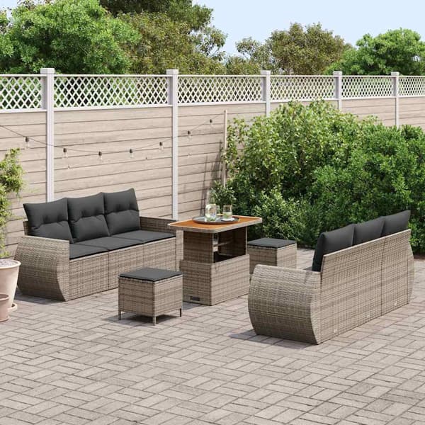 vidaXL Havesofa Sæt 9 pcs Grå polyrattan