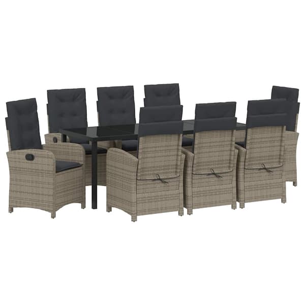 vidaXL Have Spisebordssæt 9 pcs Grå polyrattan