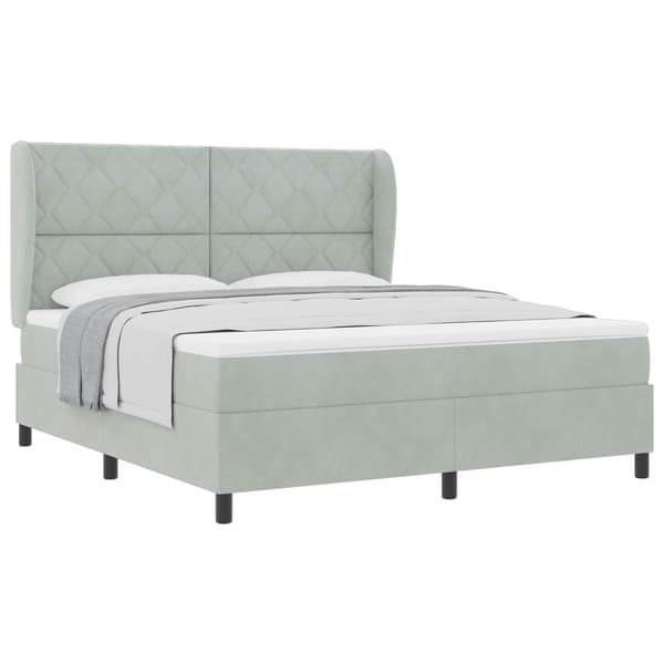vidaXL Box spring seng med madras Lysegrå 200 x 180 cm Polyester