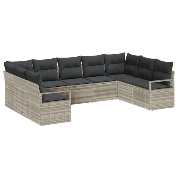 vidaXL Sofa Sæt med pude 9 pcs Lysegrå polyrattan