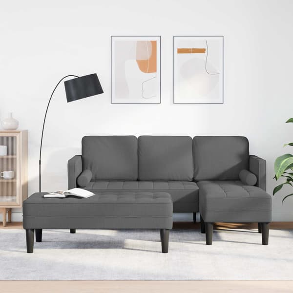 vidaXL Sofa Sæt med pude 2 pcs Mørkegrå Polyester