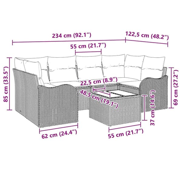 vidaXL Havesofa Sæt Sort 55 x 55 x 37 cm polyrattan