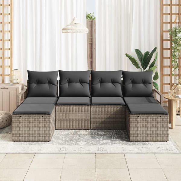 vidaXL Sofa Sæt 6 pcs Grå polyrattan
