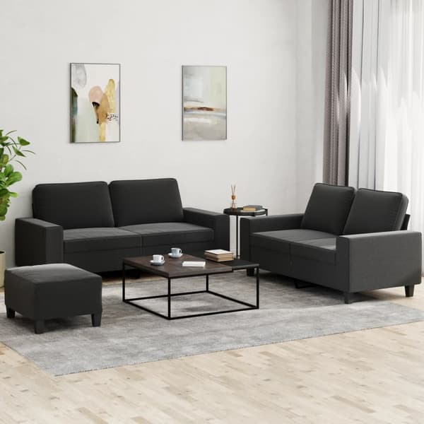 vidaXL sofasæt 3 dele stof sort
