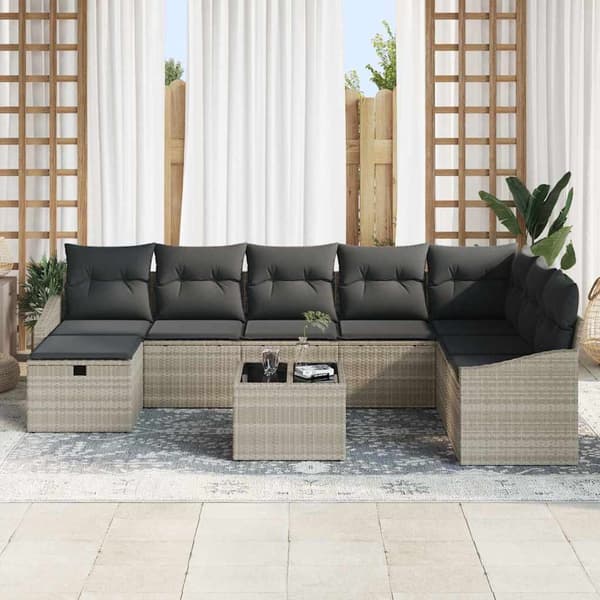 vidaXL Sofa Sæt med pude 9 pcs polyrattan