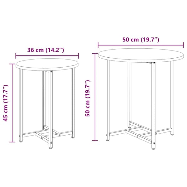 vidaXL Sidebordssæt 2 pcs Artisan egetræ og sort