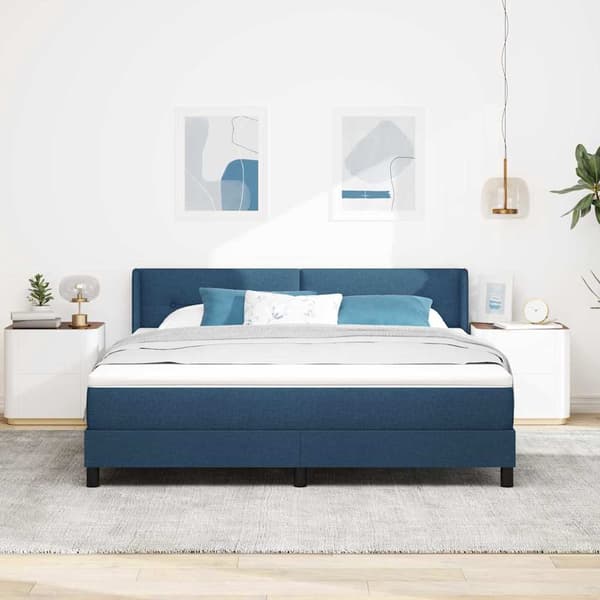vidaXL Box spring seng med madras Blå 200 x 180 cm Polyester