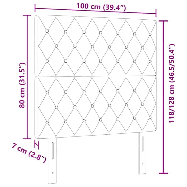 vidaXL LED sengegavl med LED -strimmellys Mørkegrå 100 cm Polyester