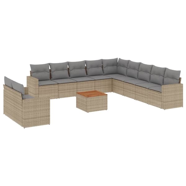 vidaXL sofasæt til haven 12 dele med hynder polyrattan beige