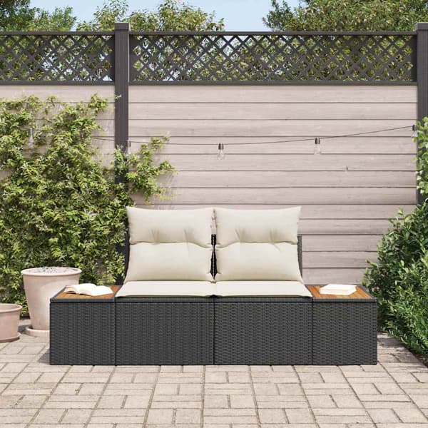vidaXL Havemøbelsofa Sort 184 x 62 x 85cm polyrattan