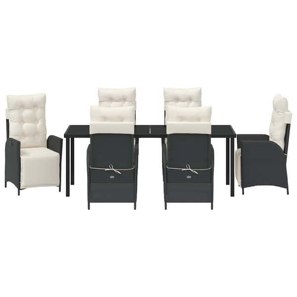 vidaXL Have Spisebordssæt 7 pcs Sort Poly rattan