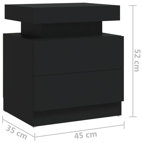 vidaXL sengeskab 45x35x52 cm spånplade sort